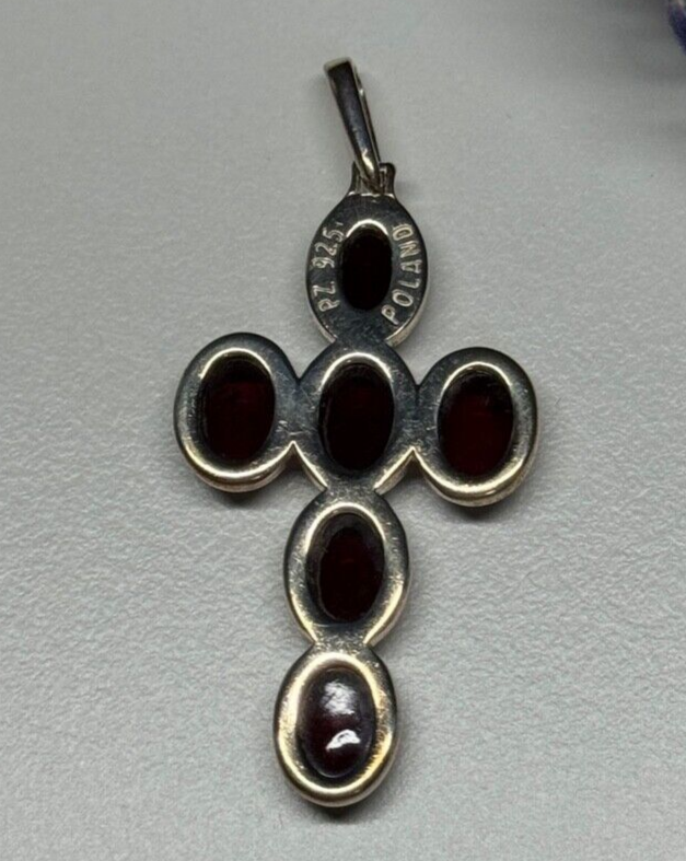 925 Sterling Silver Agate Cross
