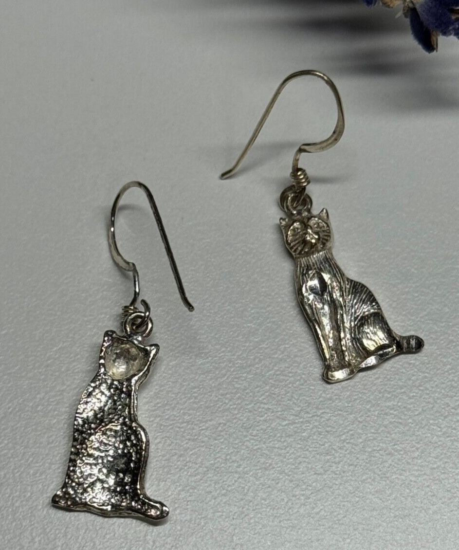 925 Sterling Silver Cats Earrings