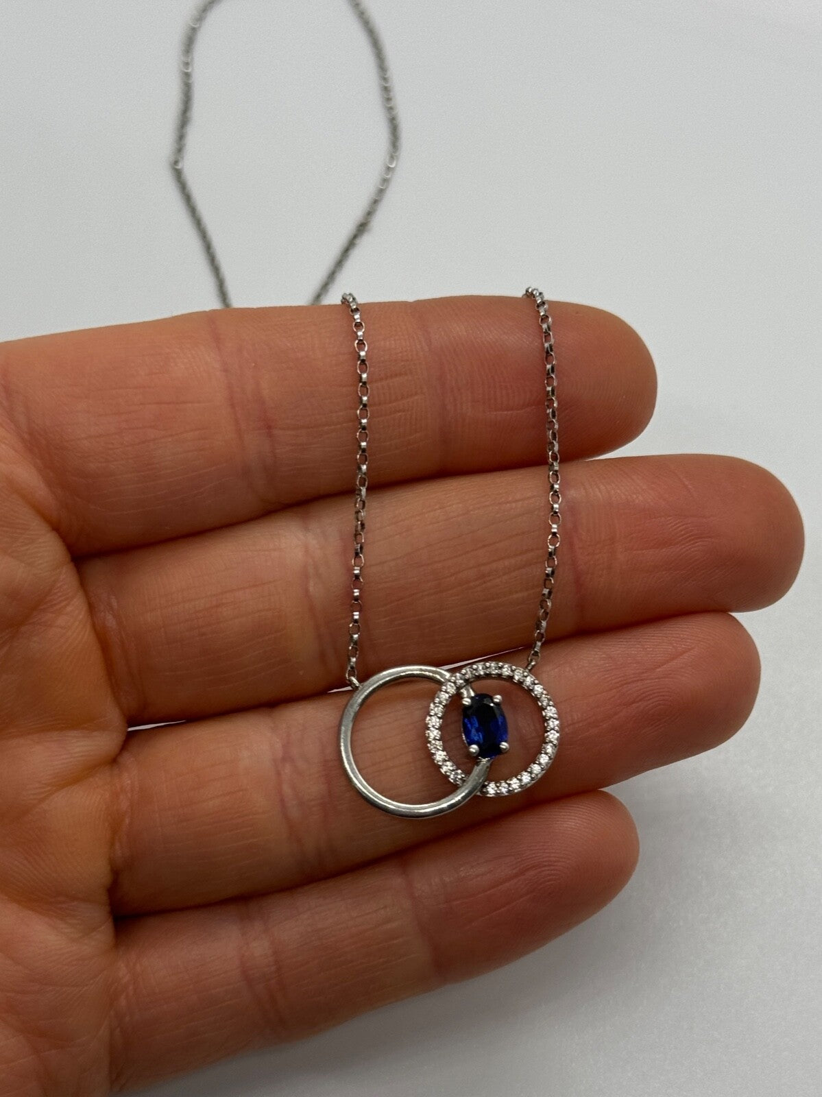 925 Sterling Silver Sapphire & Beryl Necklace