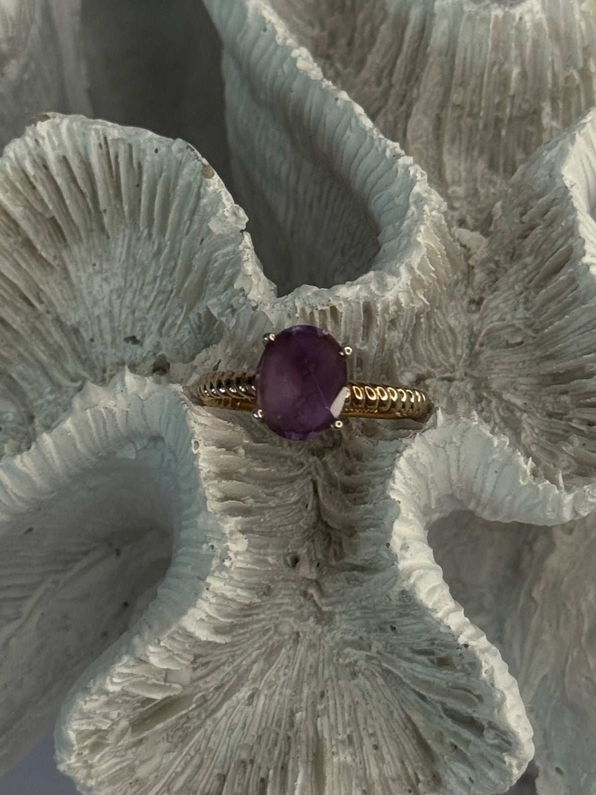 925 Sterling Silver Amethyst Ring Size 6.5