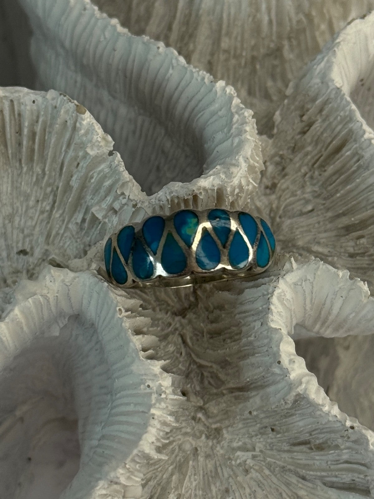 925 Sterling Silver Turquoise Ring Size 7