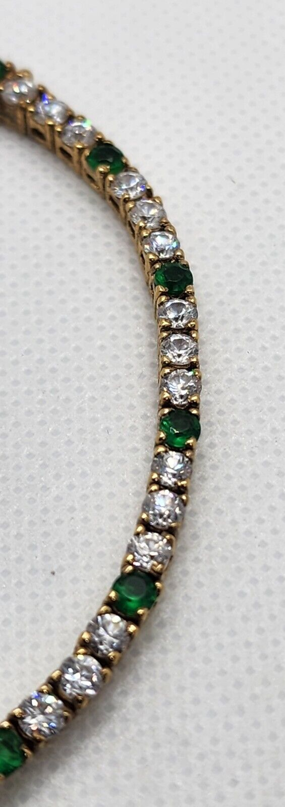 925 Sterling Silver Vermeil Emerald AND Quartz Bracelet Size 7 IN