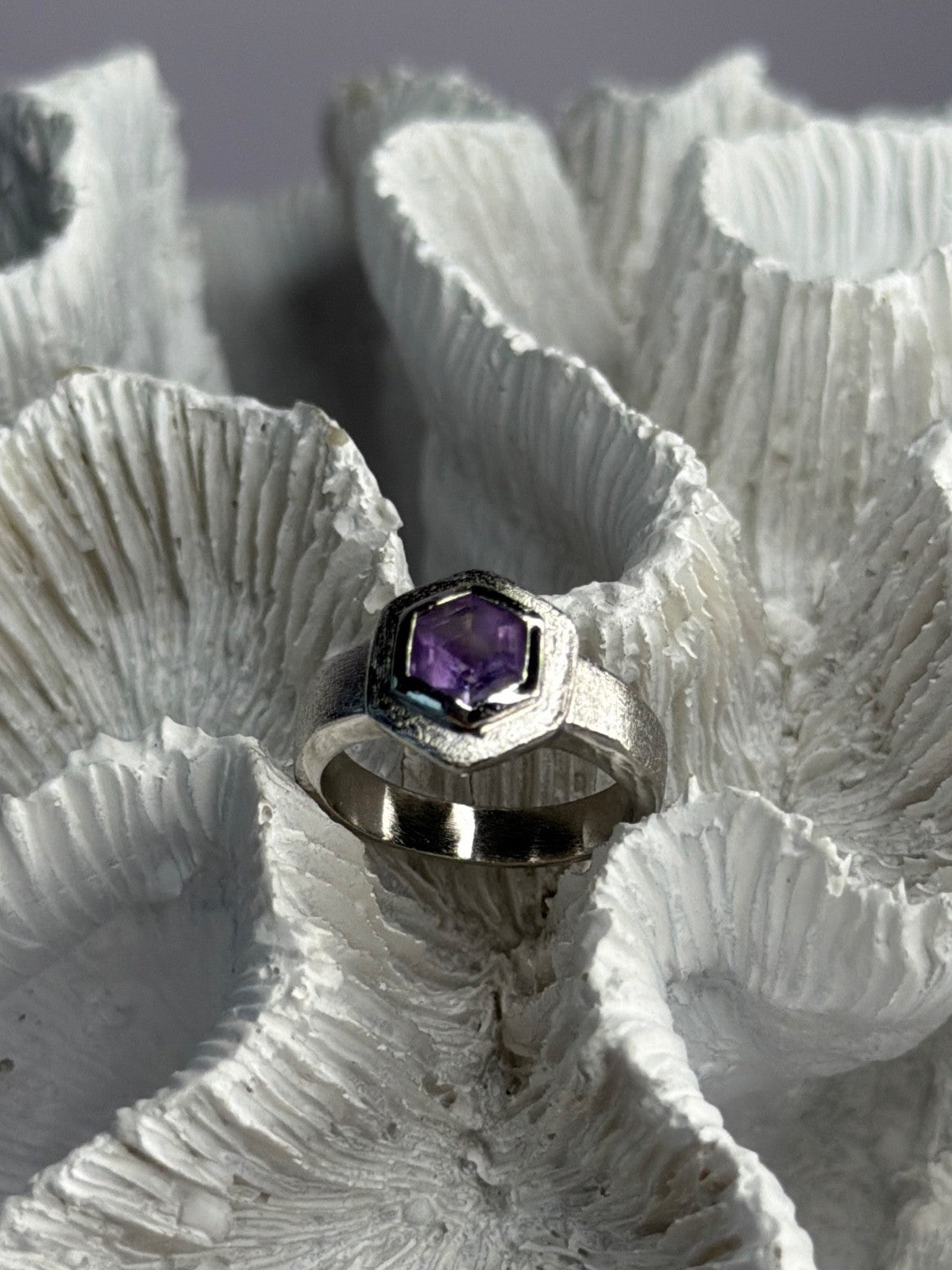 925 Sterling Silver Amethyst Ring Size 5.5