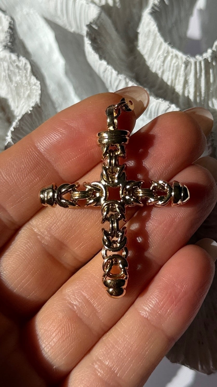 Italy 925 Sterling Silver Gold Plated Cross Pendant