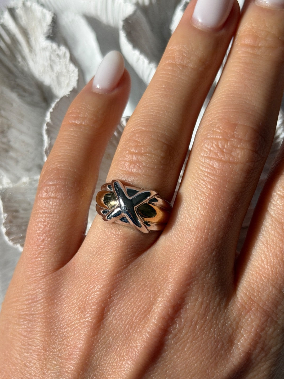 925 Sterling Silver Gold Plated Part Ring Size 7