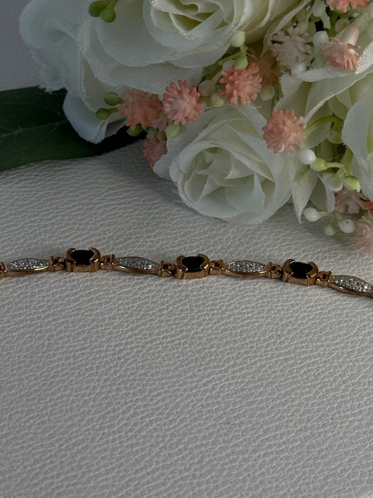 925 Sterling Silver Gold Plated Sapphire Bracelet Length 7.5 Inch