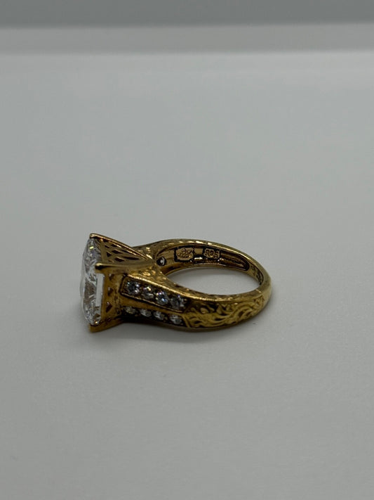 925 Sterling Silver Gold Plated CZ Ring Size 4.5