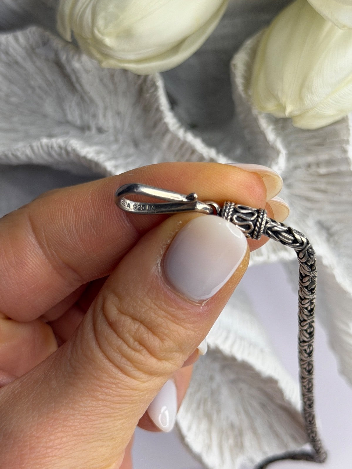 Vintage Indonesia BA 925 Sterling Silver Chain Necklace