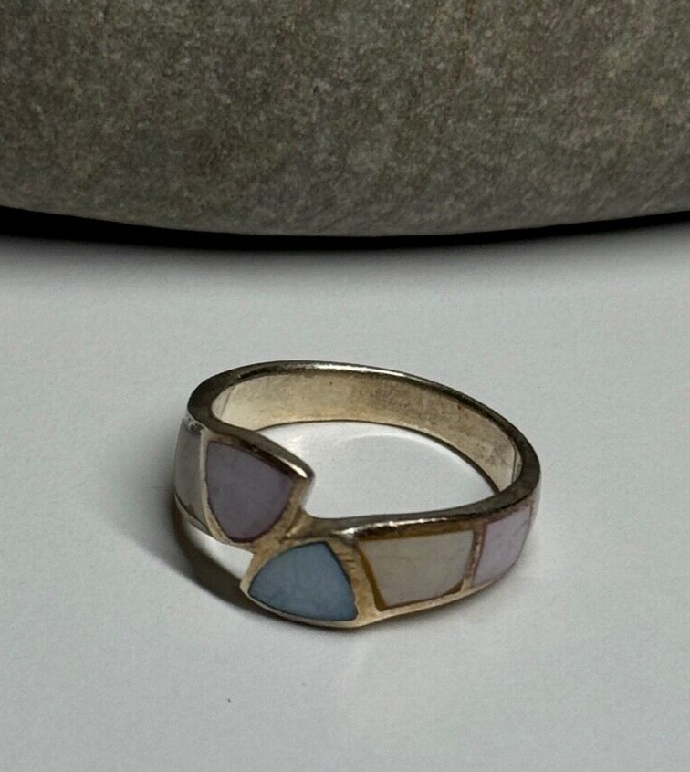 925 Sterling Silver Abalone Ring Size 7