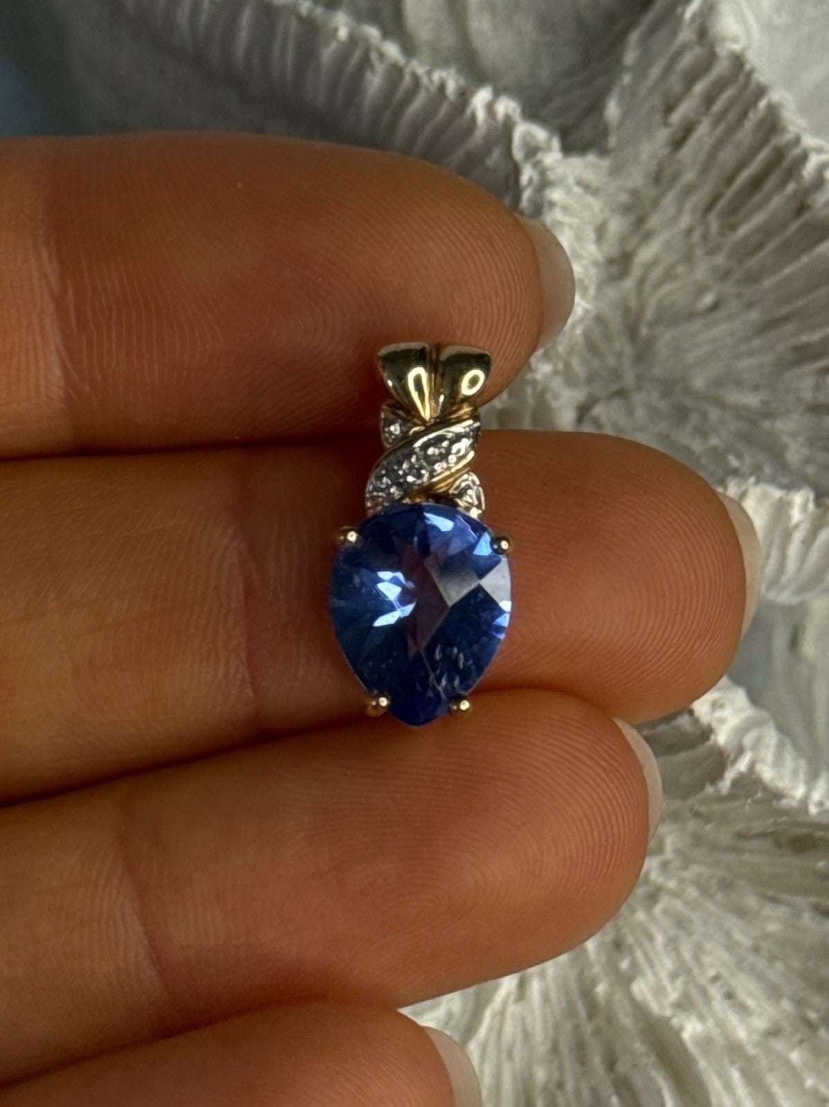 925 Sterling Silver Gold Plated Tanzanite Pendant Length 0.80 Inch
