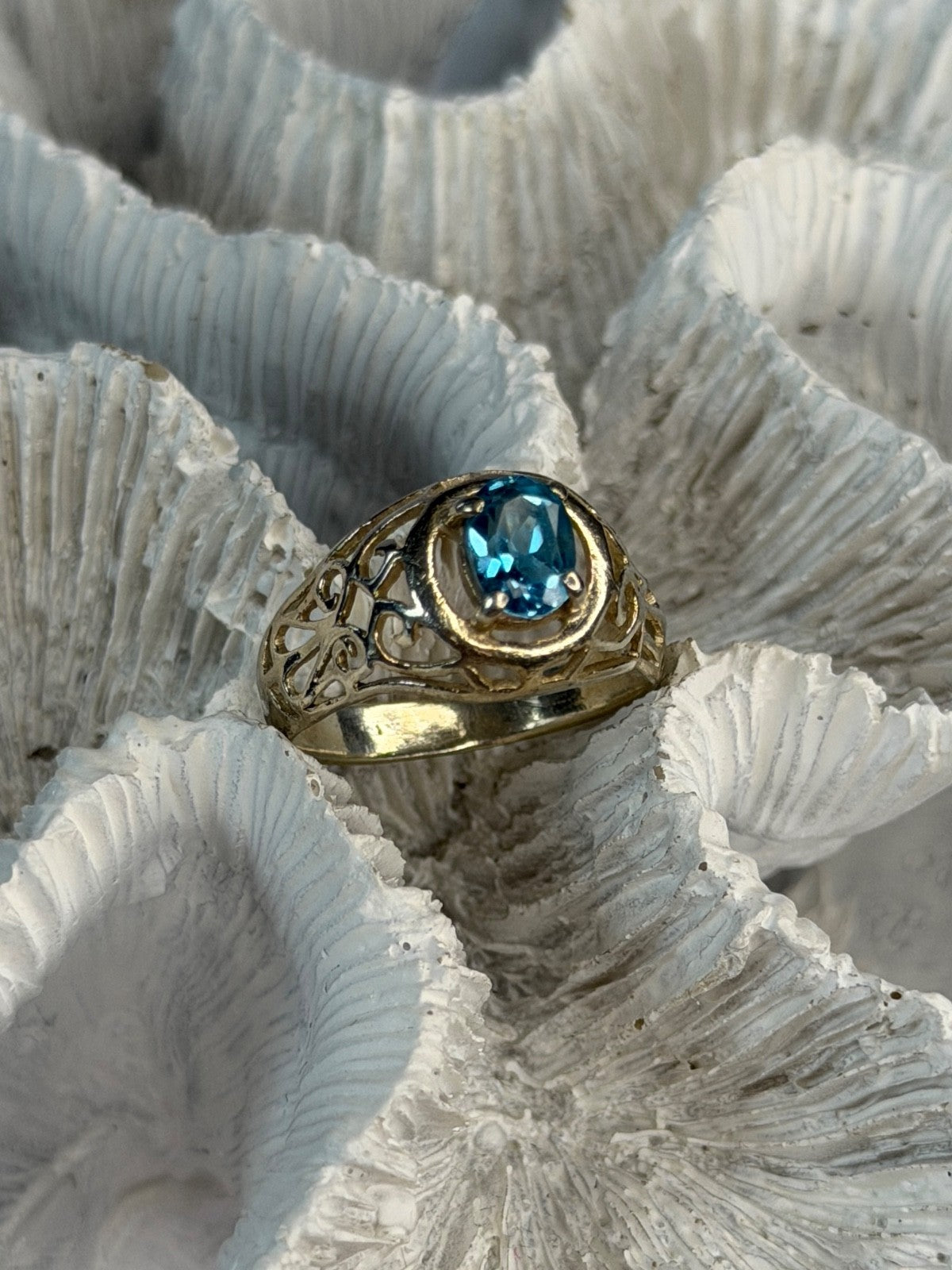 925 Sterling Silver Topaz Ring Size 7