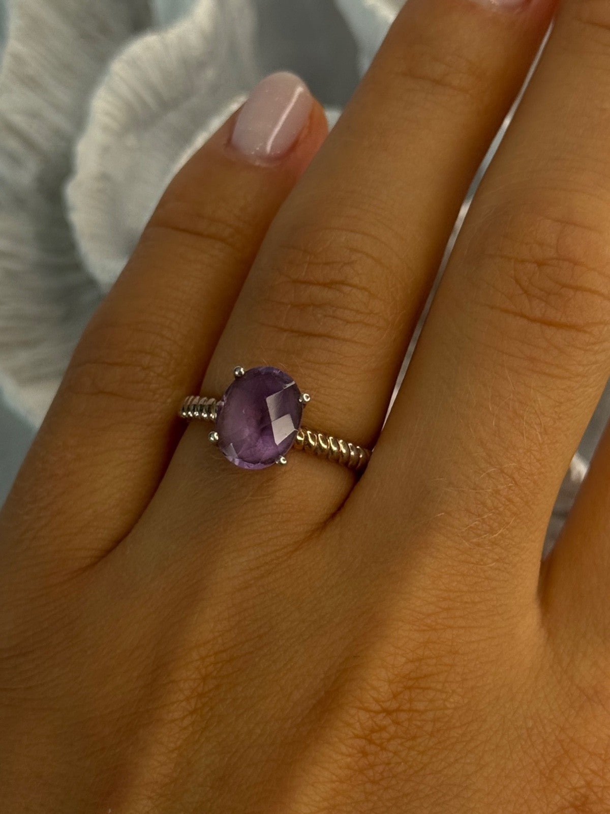 925 Sterling Silver Amethyst Ring Size 6.5