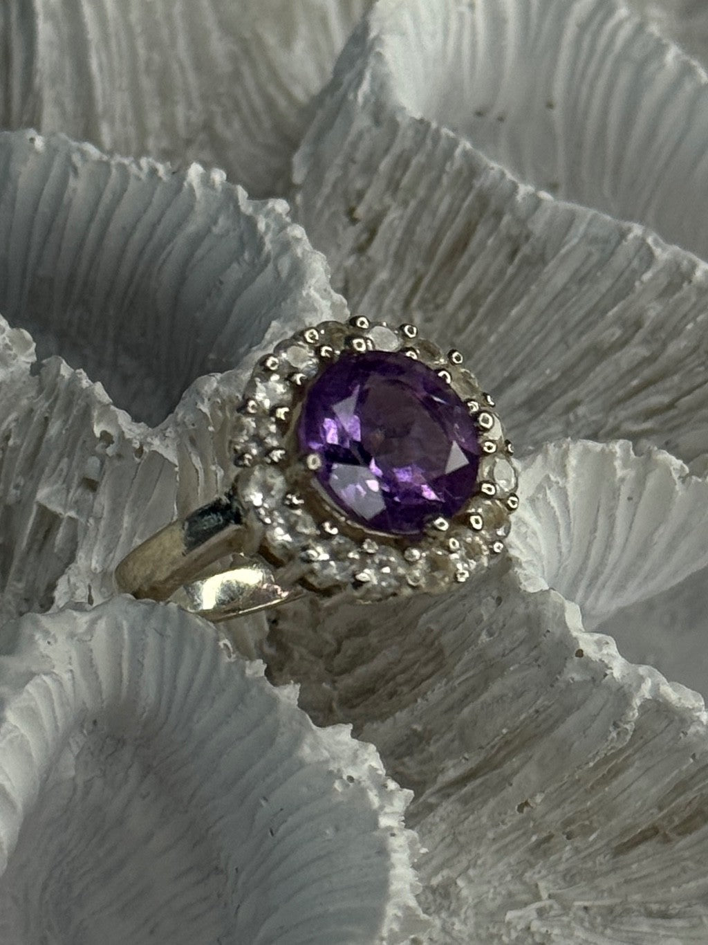 925 Sterling Silver Amethyst & Beryl Ring Size 5.5