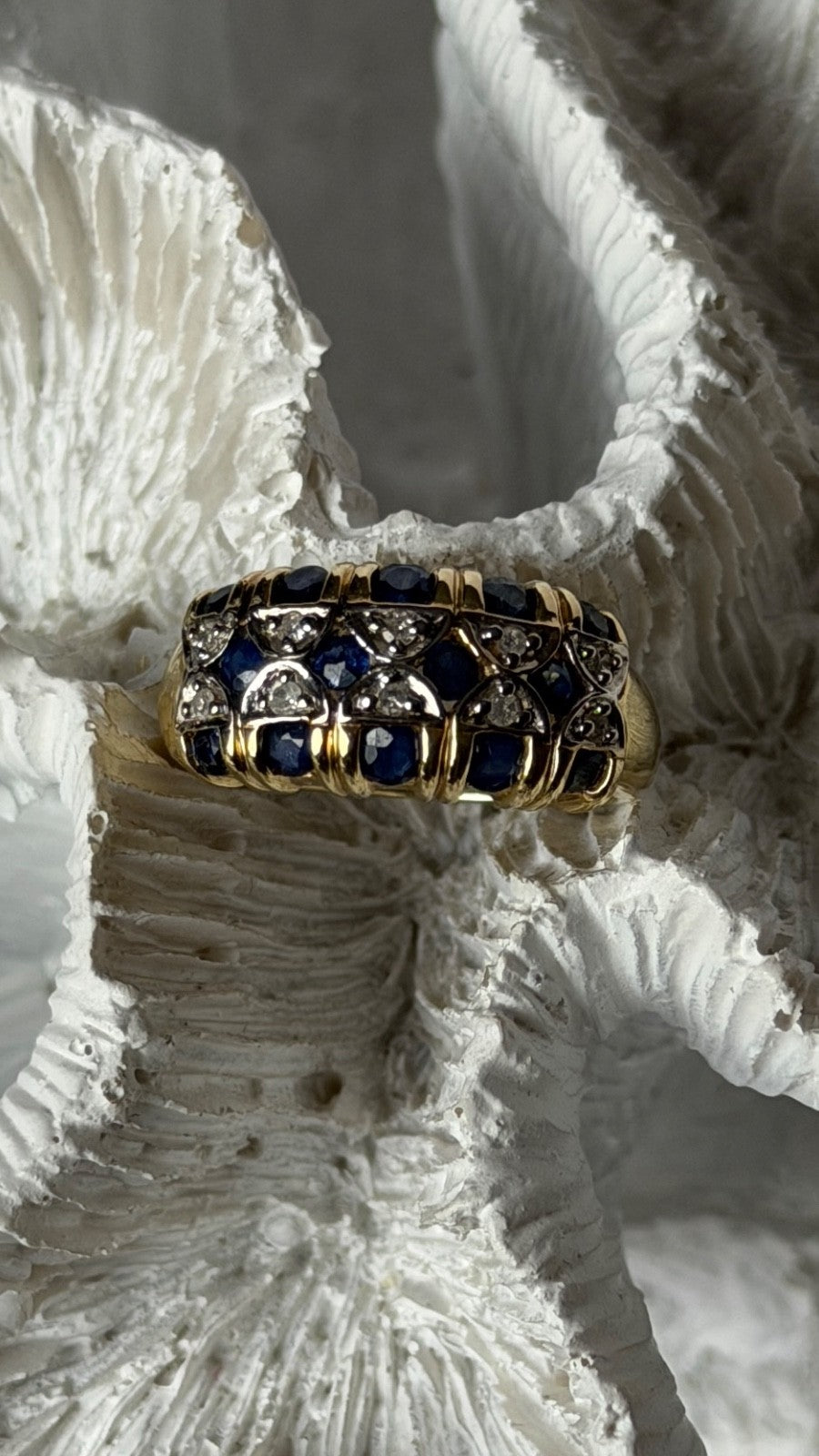 14K Yellow Gold Sapphire 0.84 ct & Diamond 0.15 ct Ring Size 5