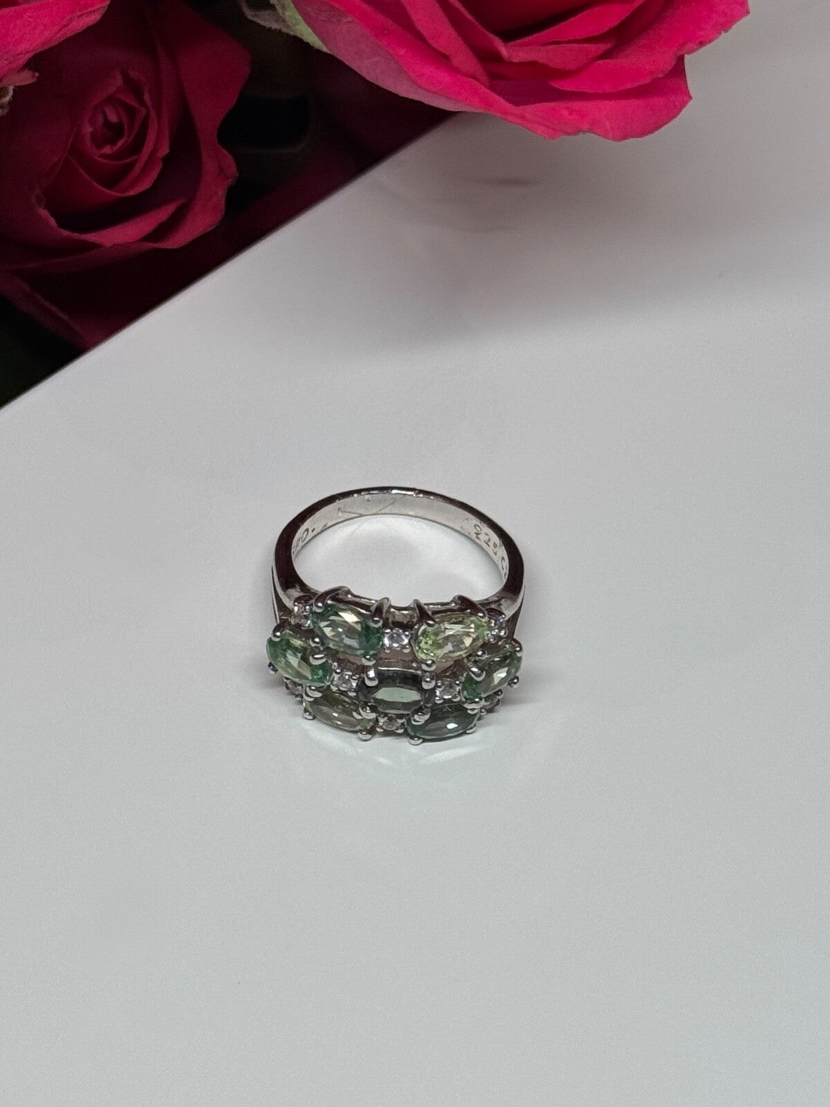 925 Sterling Silver Spinel & CZ Ring Size 6