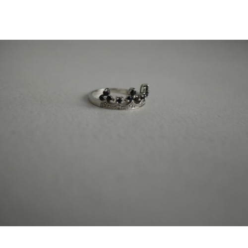 925 Sterling Silver Black Nephrite & Colorless Topaz "Crown" Ring Size 6.5