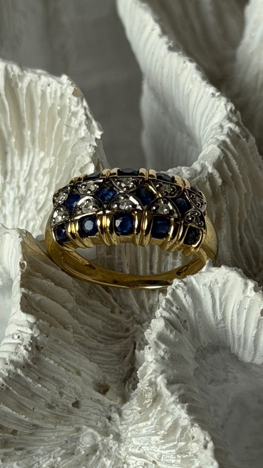 14K Yellow Gold Sapphire 0.84 ct & Diamond 0.15 ct Ring Size 5