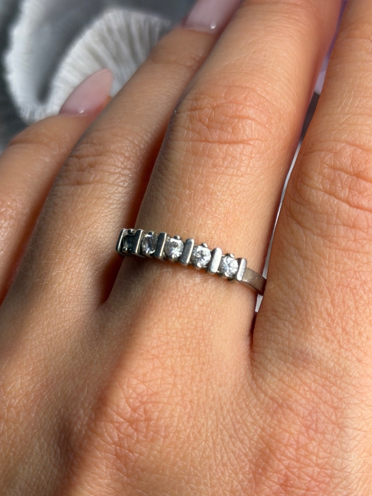 925 Sterling Silver Cz Ring Size 9