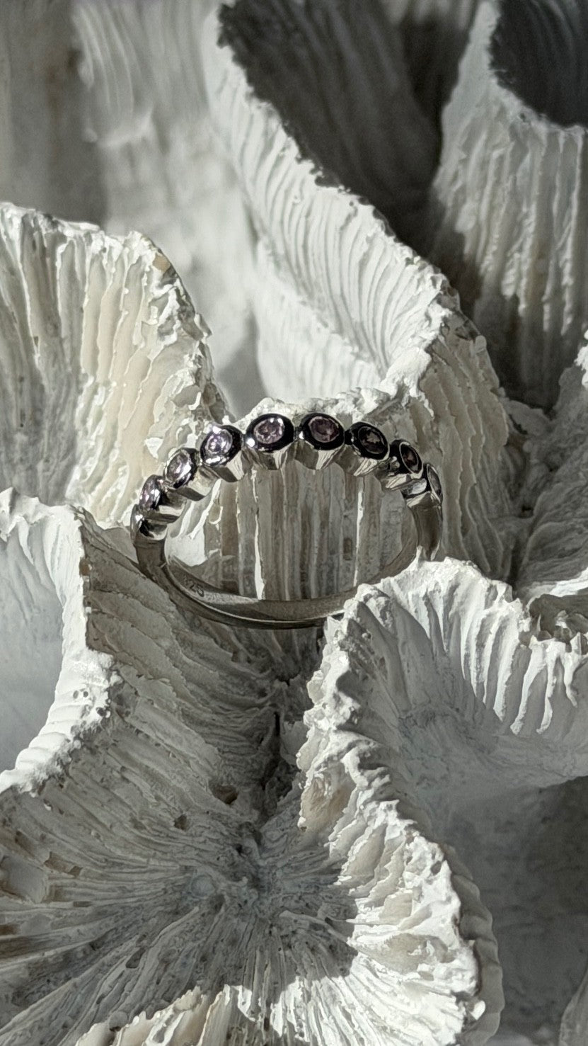 925 Sterling Silver Pink Spinel Ring Size 6