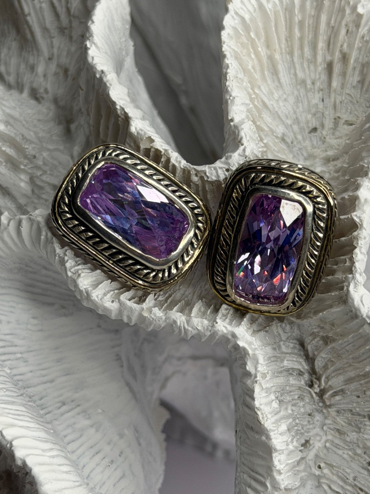 925 Sterling Silver Amethyst Clip-On Earrings