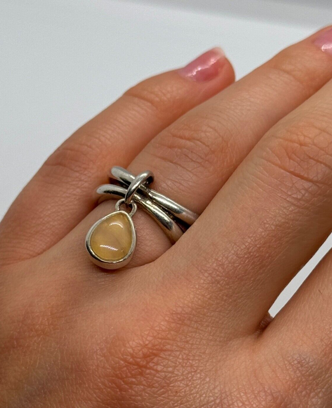 925 Sterling Silver Agate Ring Size 6