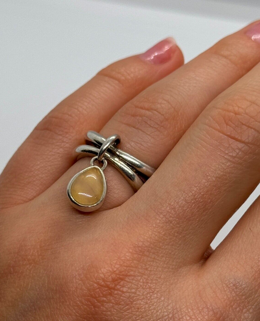 925 Sterling Silver Agate Ring Size 6