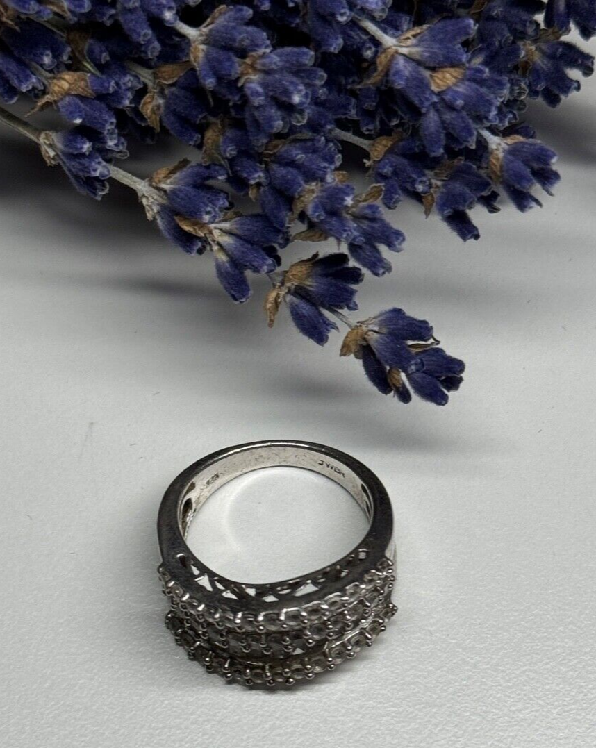 925 Sterling Silver Sapphire Ring Size 6
