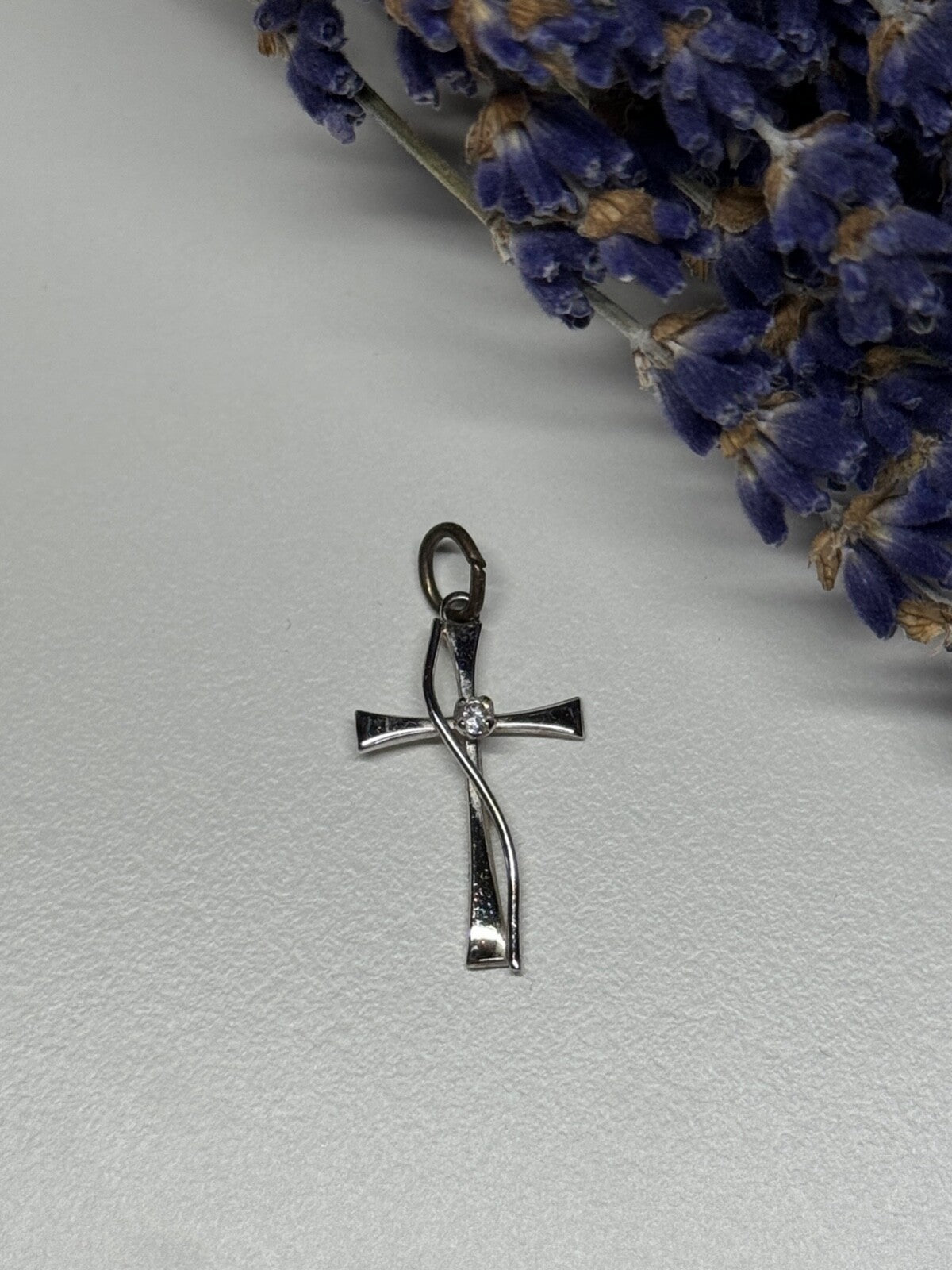 925 Sterling Silver Cross CZ Lenght 26.5 Mm