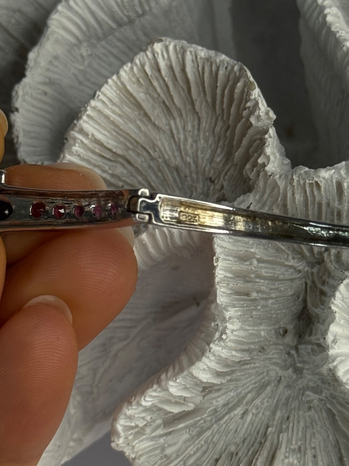 925 Sterling Silver Purple & Pink Tourmaline Bracelet Length Approx 6.5