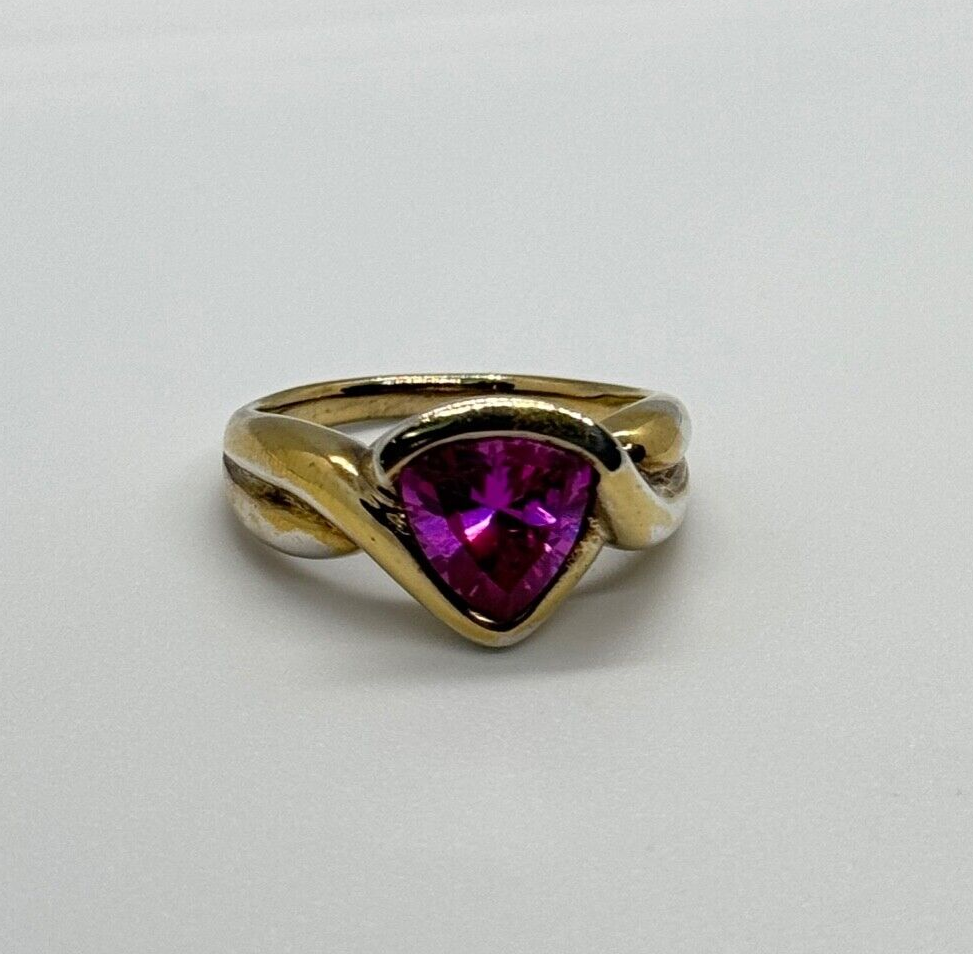 925 Sterling Silver Pink Topaz Ring Size 9