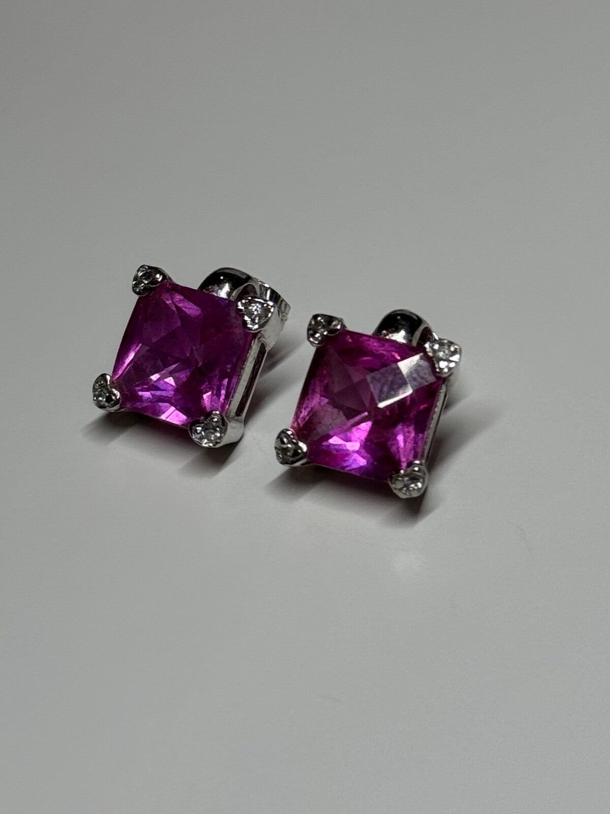 925 Sterling Silver Pink Topaz Earrings Length 0.5 Inch