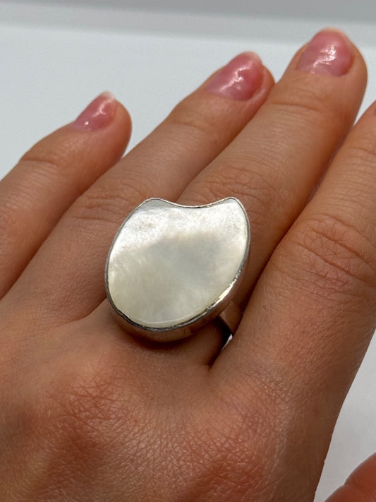 925 Sterling Silver Abalone Shell Ring Size 12