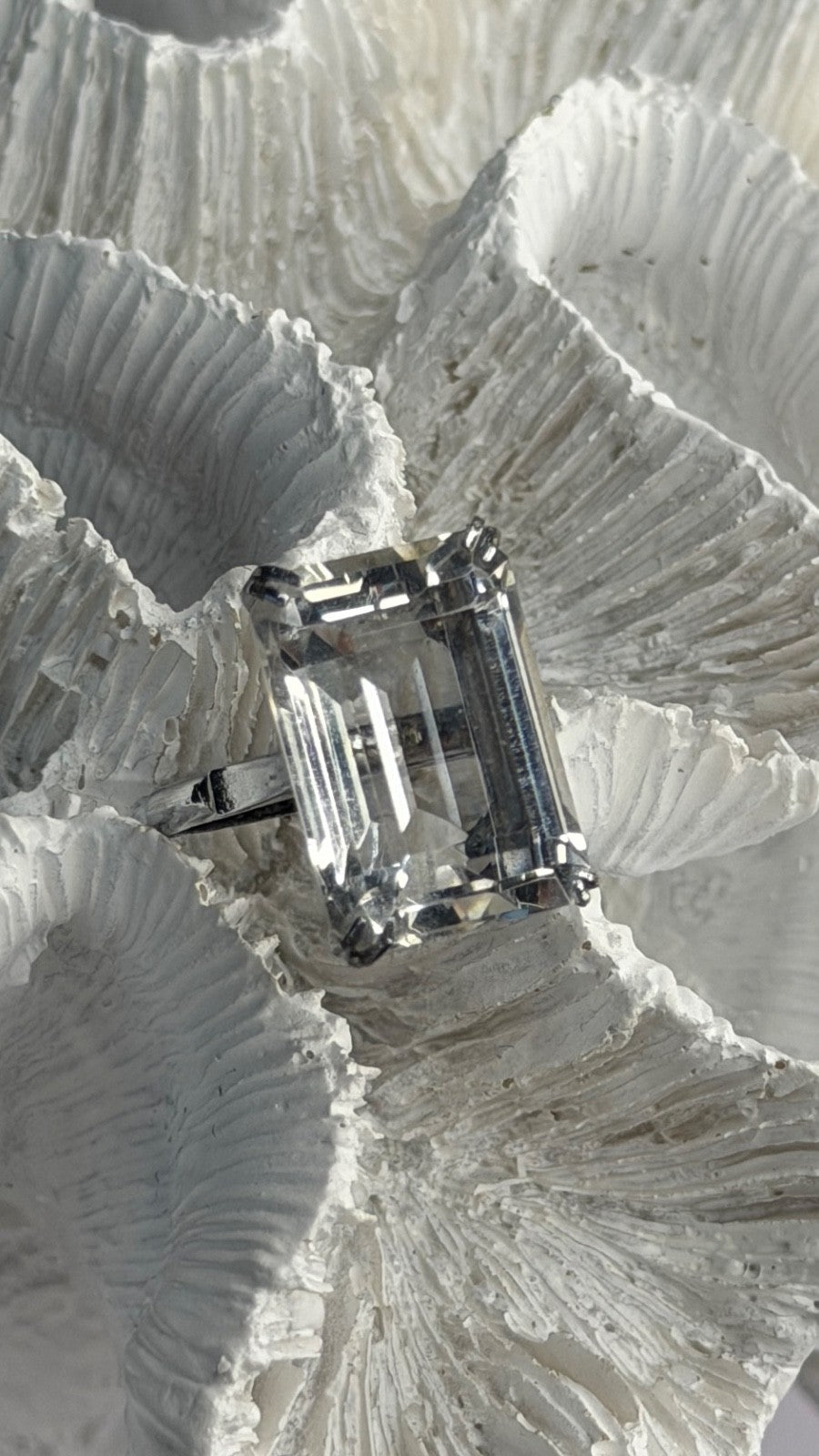 925 Sterling Silver White Tourmaline Ring  (Adjustable)