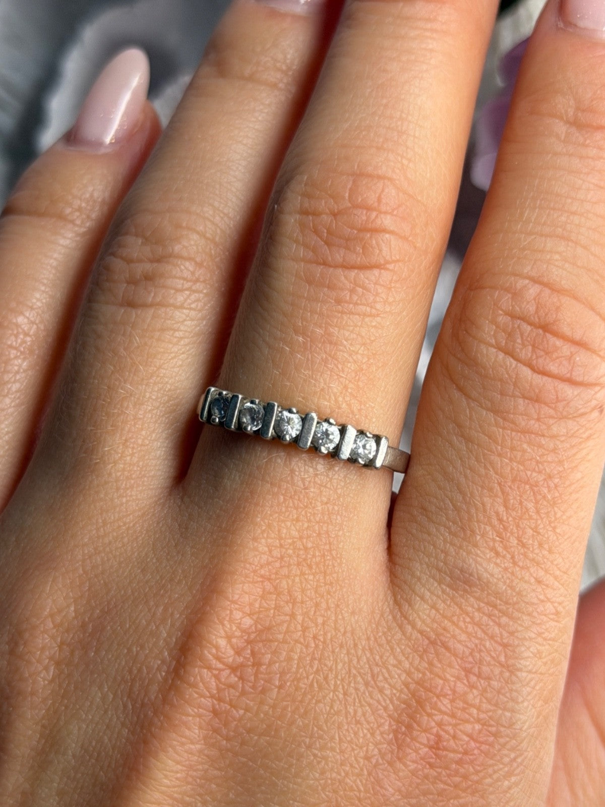 925 Sterling Silver Cz Ring Size 9