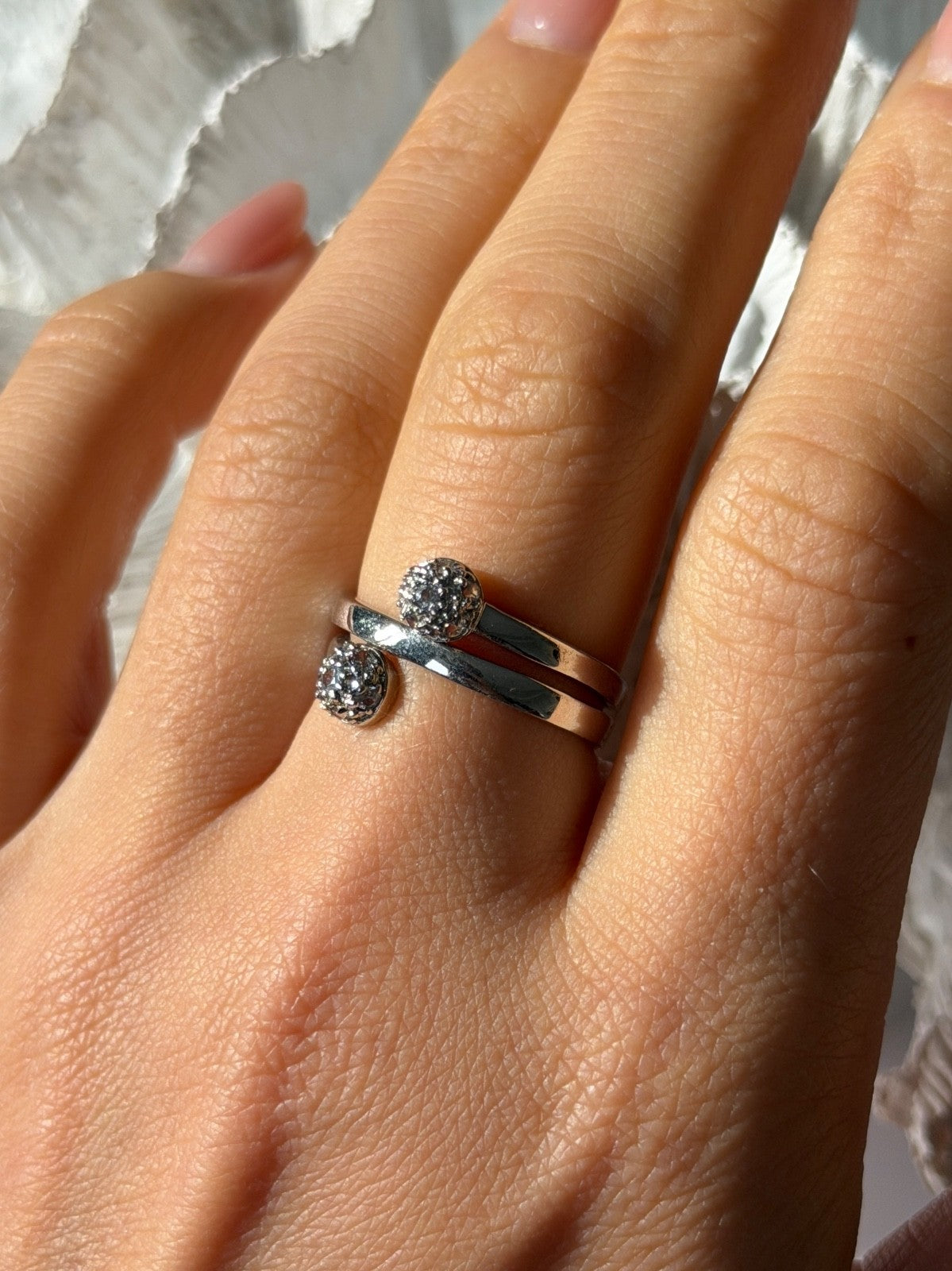 925 Sterling Silver White Topaz Ring Size 9