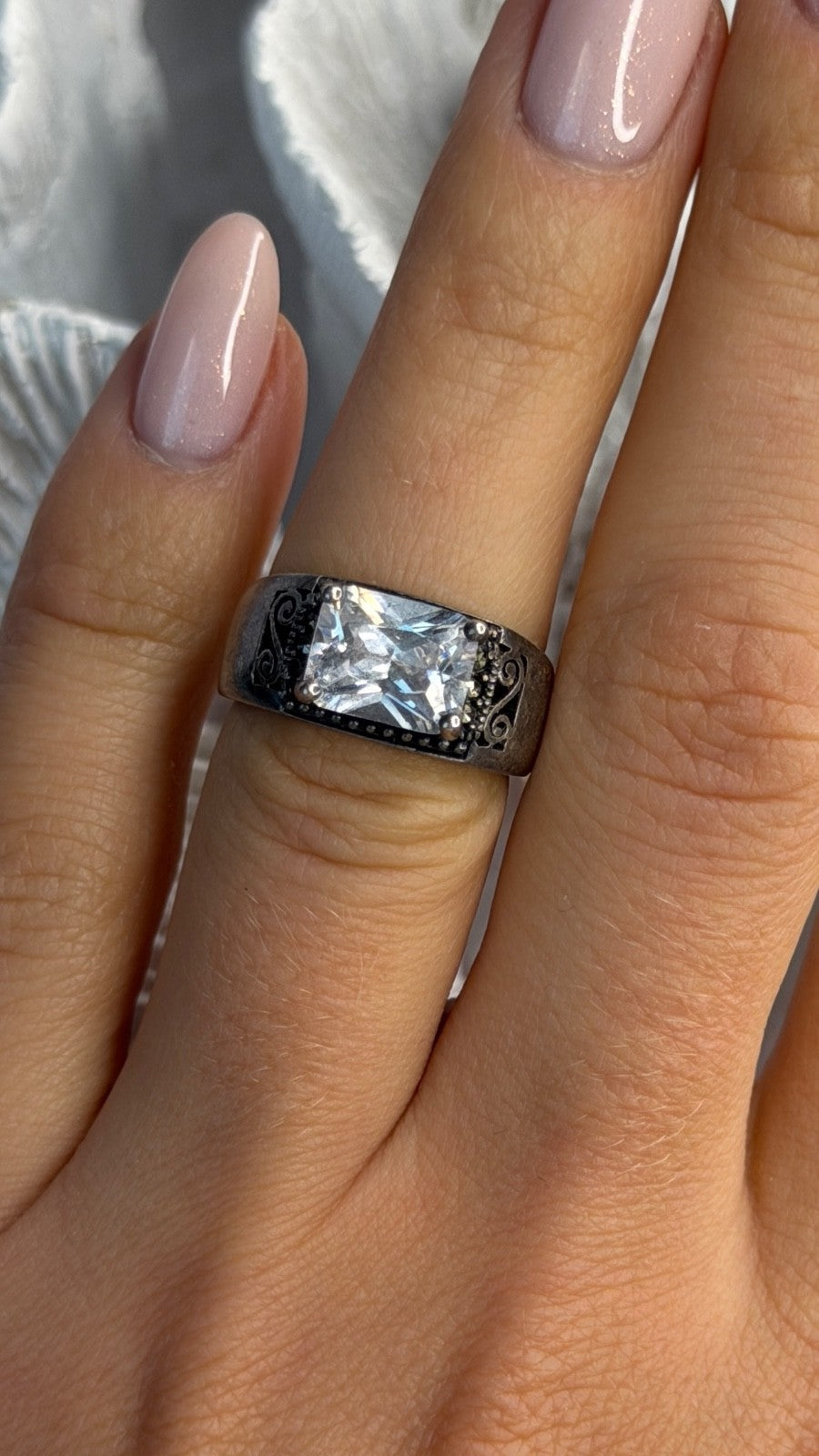 Vintage 925 Sterling Silver White Spinel Ring Size 6