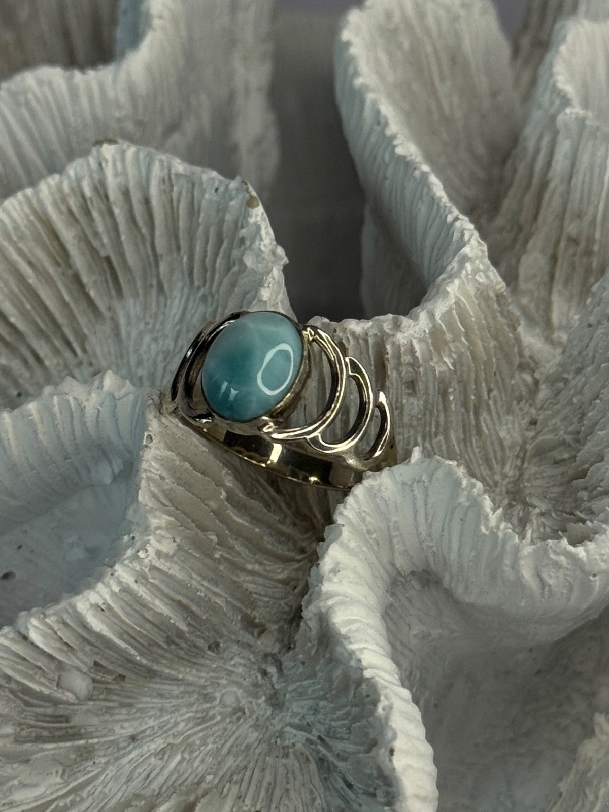 925 Sterling Silver Larimar Ring Size 7