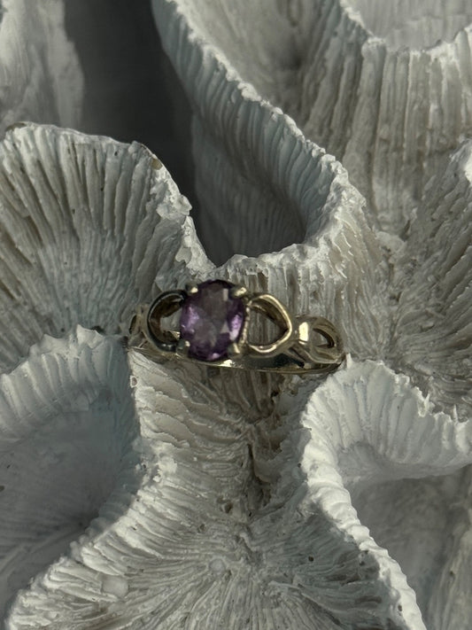 925 Sterling Silver Amethyst Ring Size 9.5