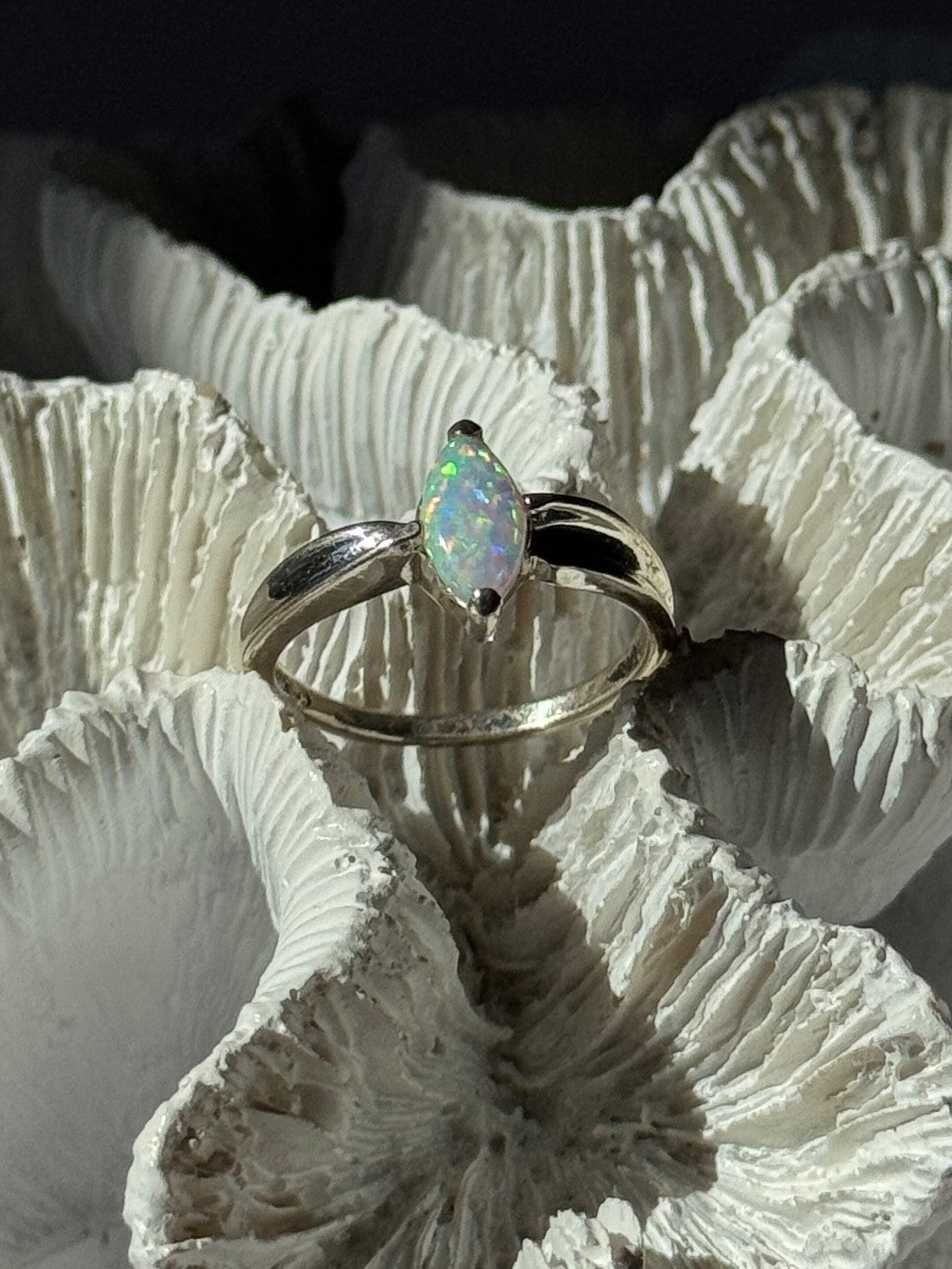 925 Sterling Silver Opal Ring Size 9