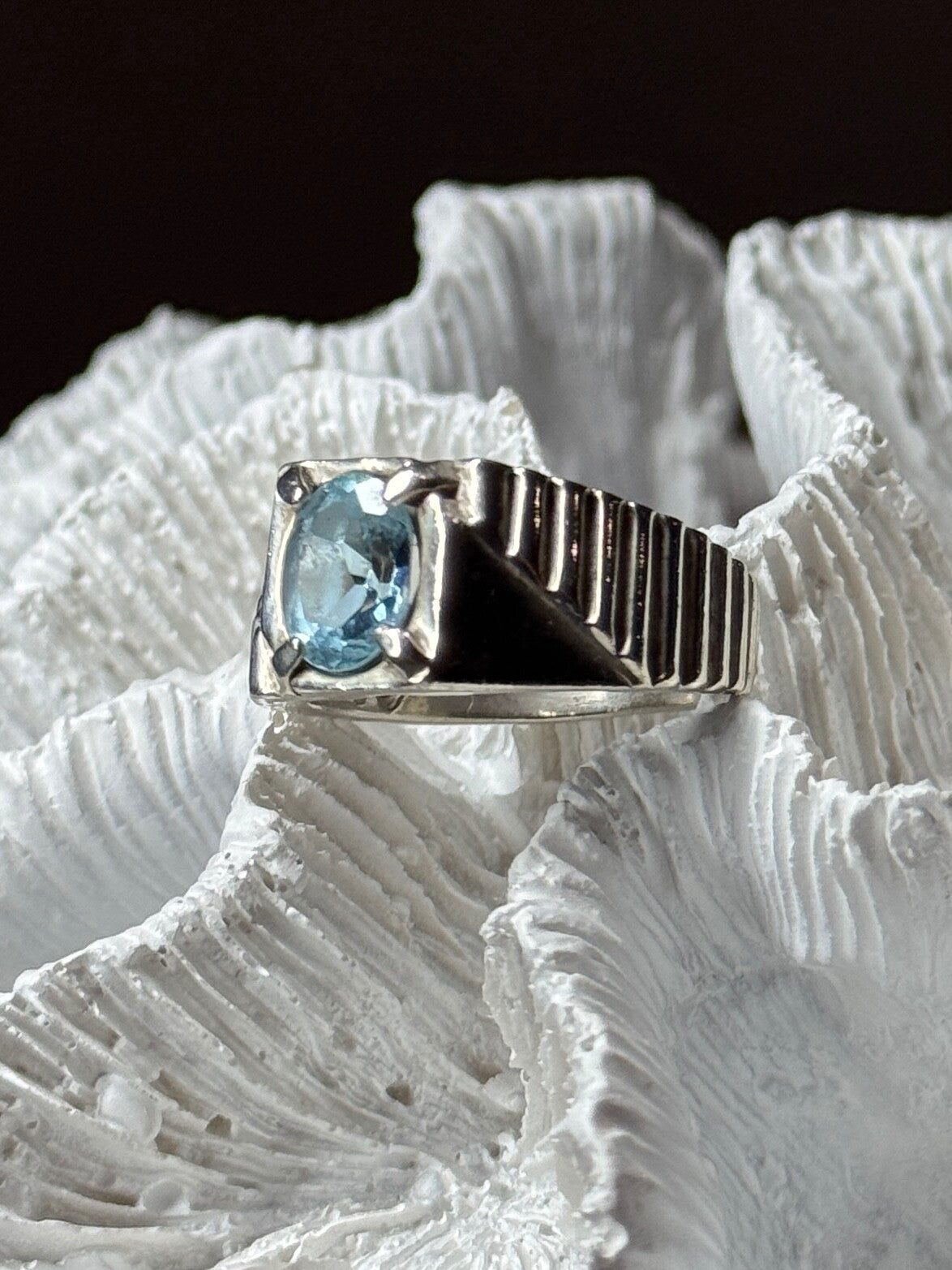 Men's 925 Sterling Silver Topaz Ring Size 8.5