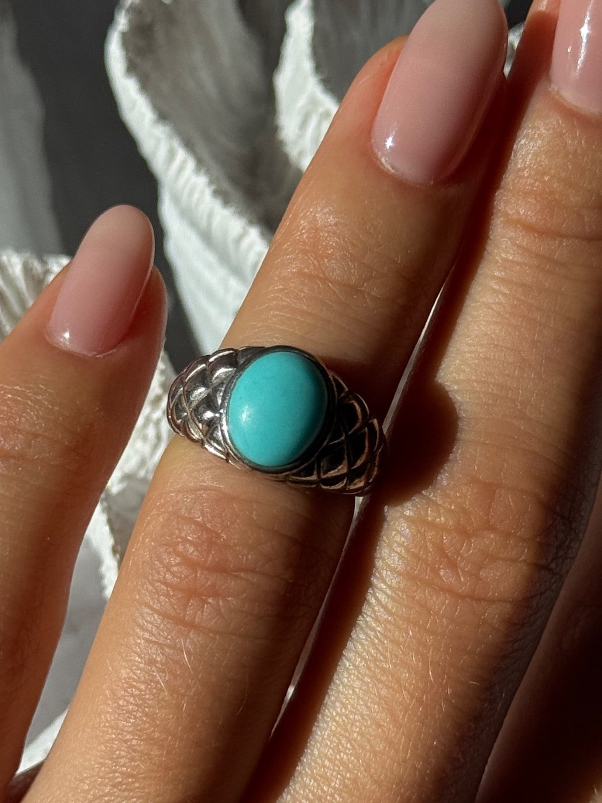Vintage 925 Sterling Silver Larimar Ring Size 5