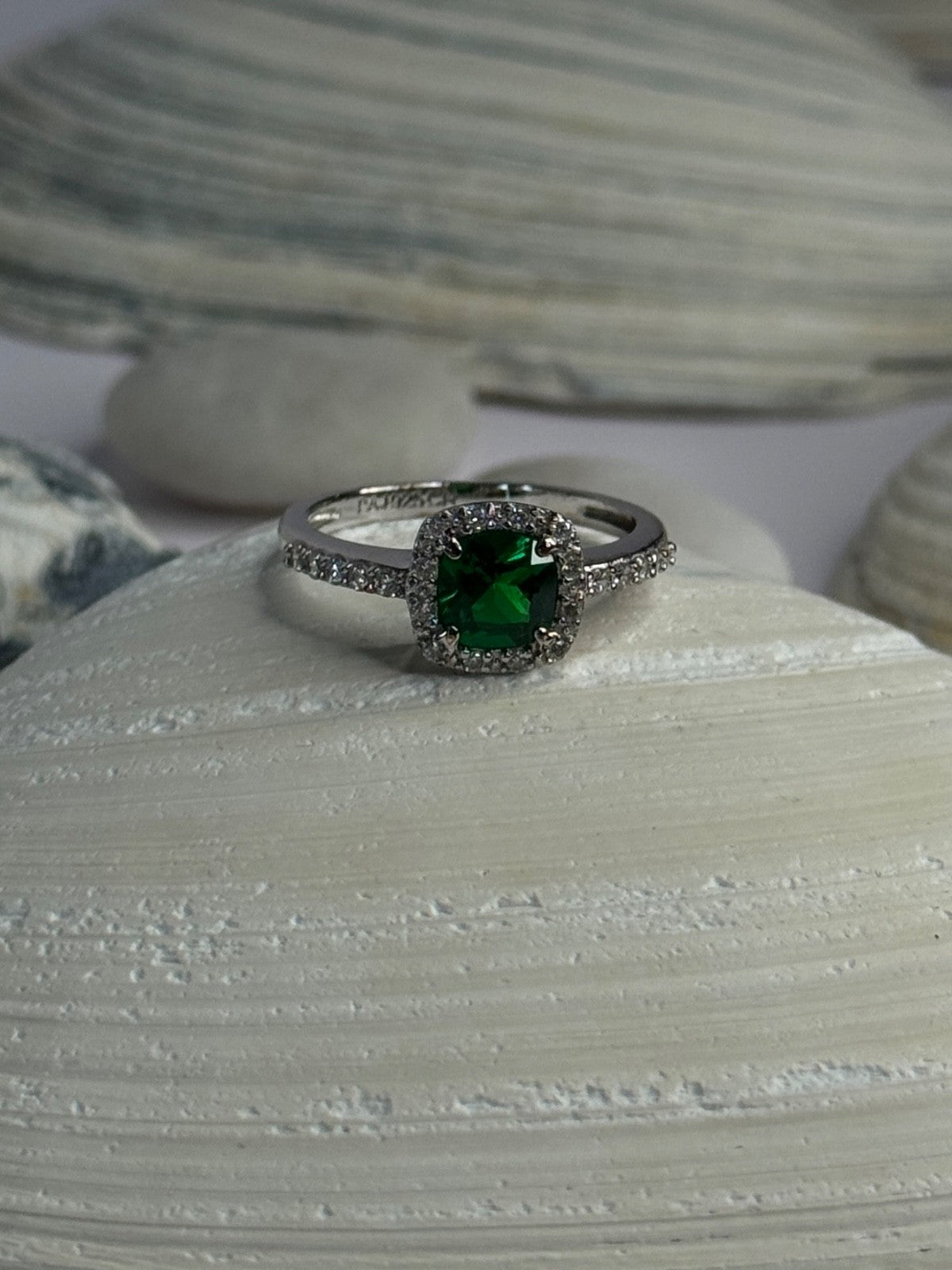 925 Sterling Silver Emerald & Beryl Ring Size 7