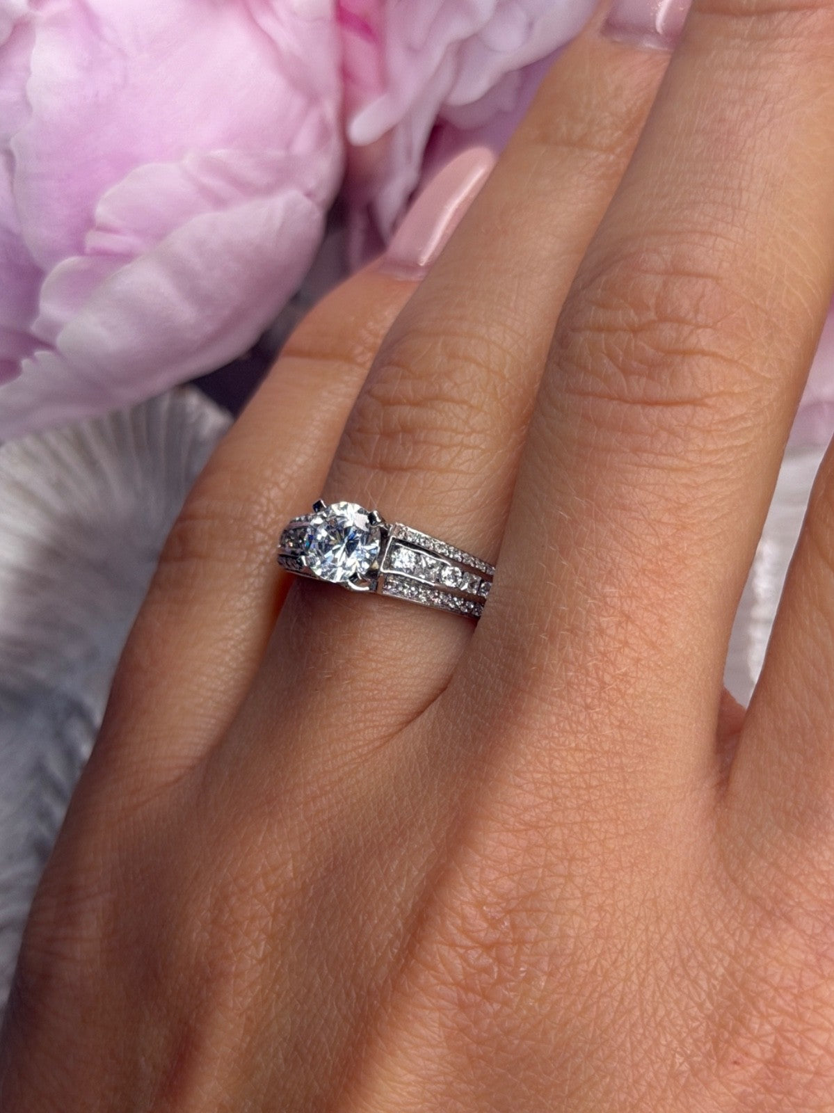 GOC 925 Sterling Silver tcw 1.32 Cz  Ring Size 7