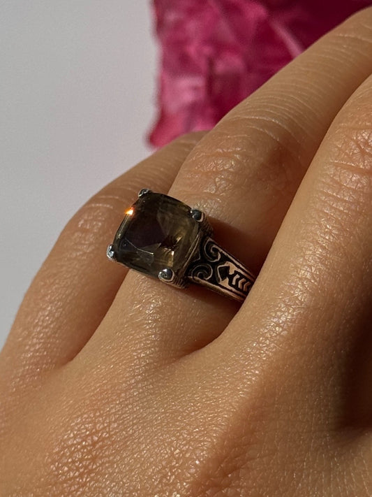 Vintage 925 Sterling Silver Hessonite Ring Size 7