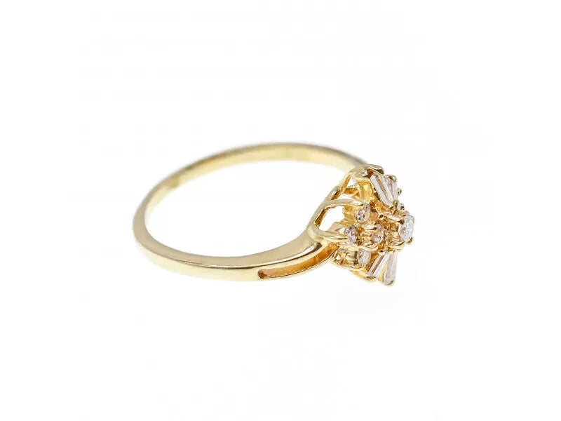 14K Yellow Gold Sapphire & Diamonds Ring Size 7.25
