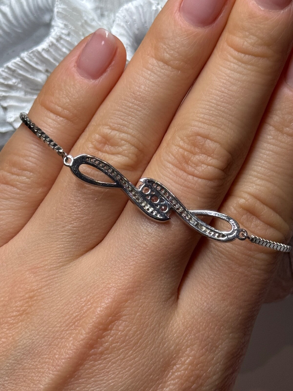 925 Sterling Silver CZ Bracelet Slider