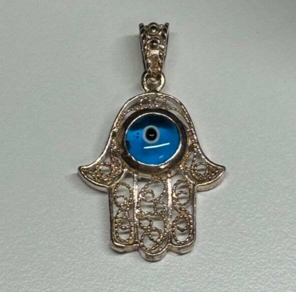 925 Sterling Silver Hamsa Hand Amulet Pendant