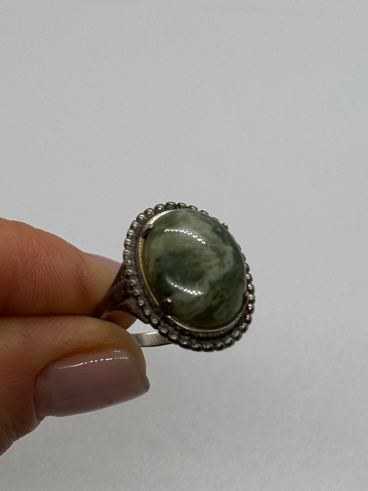 925 Sterling Silver Agate Ring Size 7