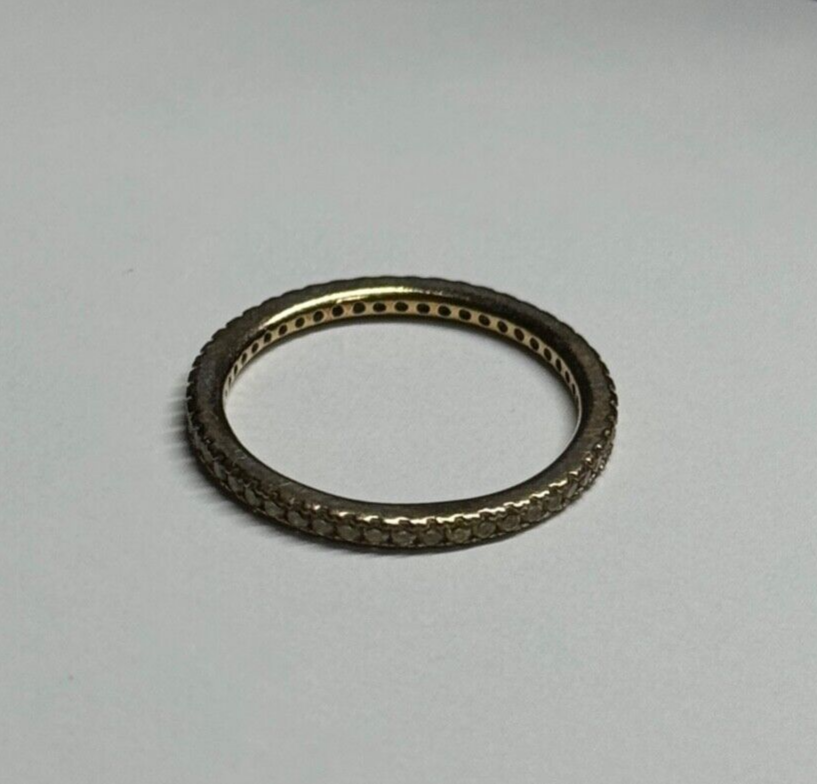 925 Sterling Silver Gold Plated CZ Ring Size 6