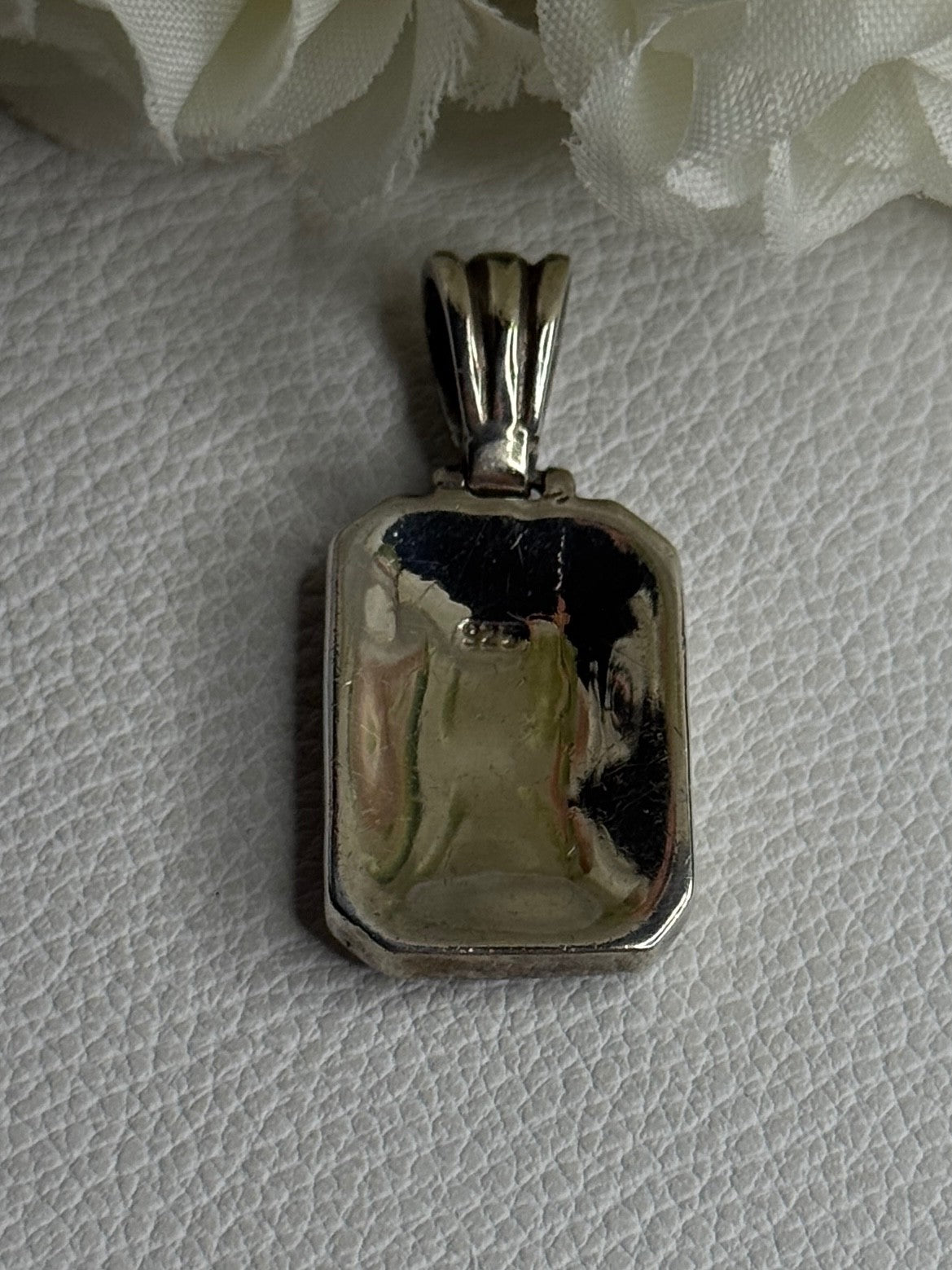 Vintage 925 Sterling Silver Abalone & Agate Pendant Length 1.40 Inch